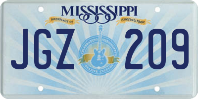 MS license plate JGZ209