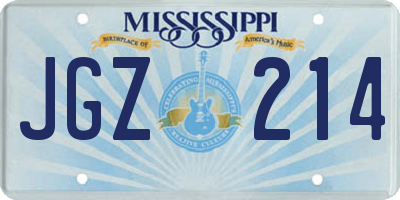 MS license plate JGZ214