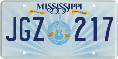 MS license plate JGZ217