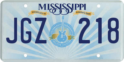 MS license plate JGZ218
