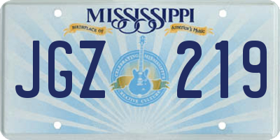 MS license plate JGZ219