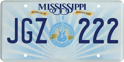 MS license plate JGZ222