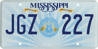 MS license plate JGZ227