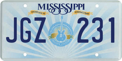 MS license plate JGZ231