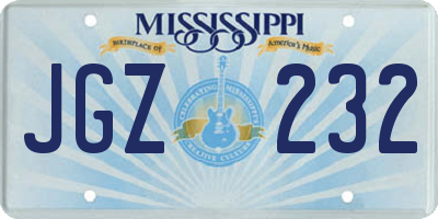 MS license plate JGZ232