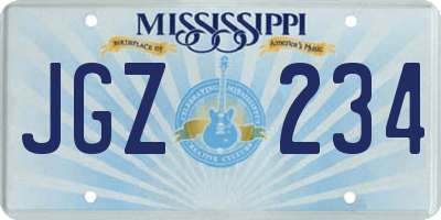 MS license plate JGZ234