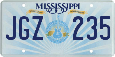 MS license plate JGZ235