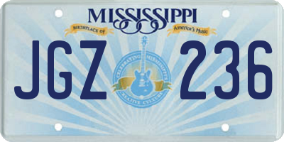MS license plate JGZ236
