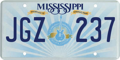 MS license plate JGZ237