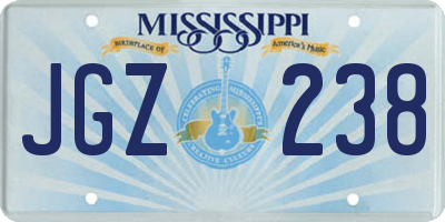 MS license plate JGZ238