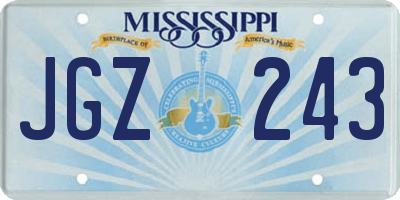 MS license plate JGZ243