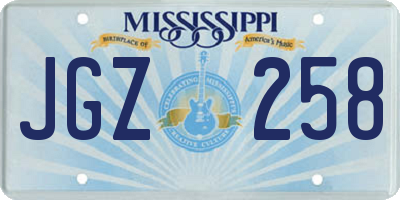 MS license plate JGZ258