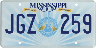 MS license plate JGZ259