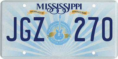 MS license plate JGZ270