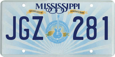 MS license plate JGZ281