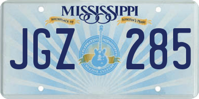 MS license plate JGZ285