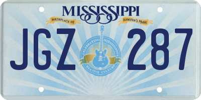 MS license plate JGZ287