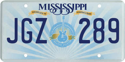 MS license plate JGZ289