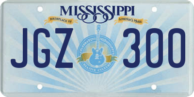 MS license plate JGZ300