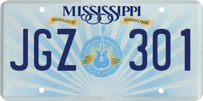 MS license plate JGZ301