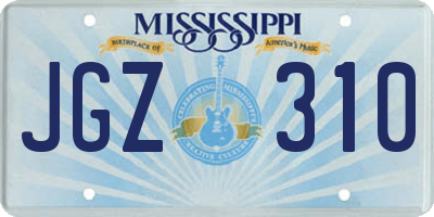 MS license plate JGZ310