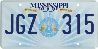 MS license plate JGZ315