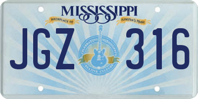 MS license plate JGZ316