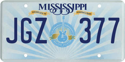MS license plate JGZ377