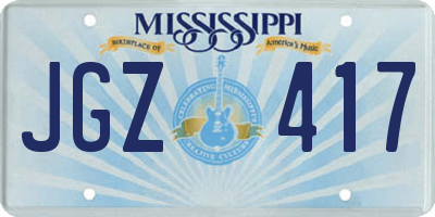MS license plate JGZ417