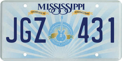 MS license plate JGZ431