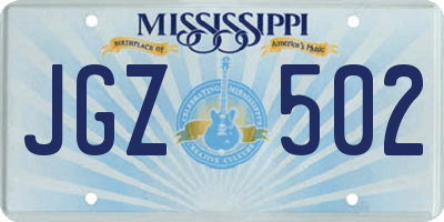 MS license plate JGZ502