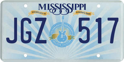 MS license plate JGZ517