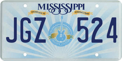 MS license plate JGZ524