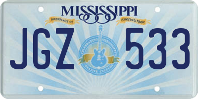 MS license plate JGZ533