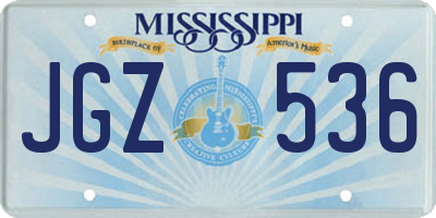 MS license plate JGZ536