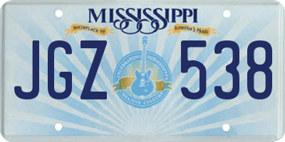 MS license plate JGZ538