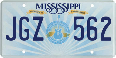 MS license plate JGZ562