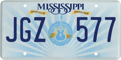 MS license plate JGZ577