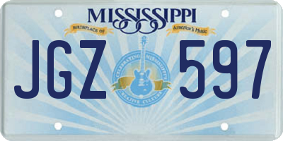 MS license plate JGZ597