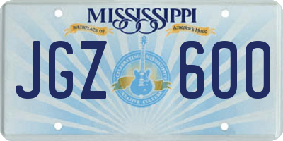 MS license plate JGZ600