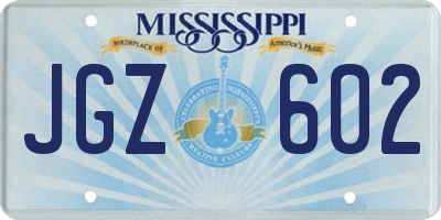 MS license plate JGZ602