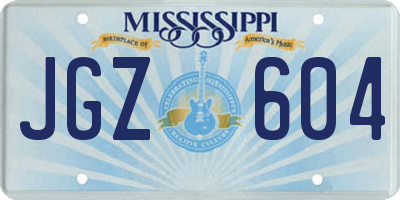 MS license plate JGZ604