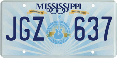 MS license plate JGZ637