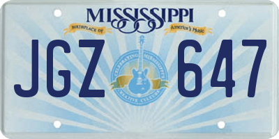 MS license plate JGZ647