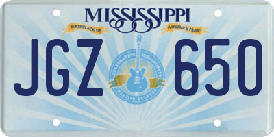 MS license plate JGZ650