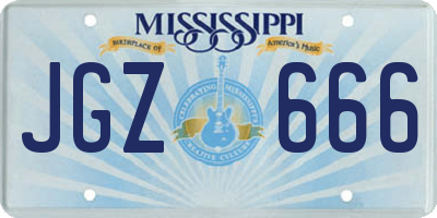 MS license plate JGZ666