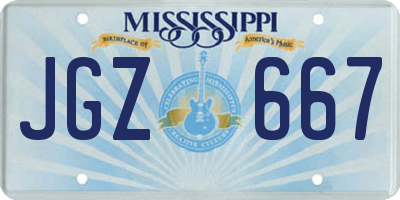 MS license plate JGZ667