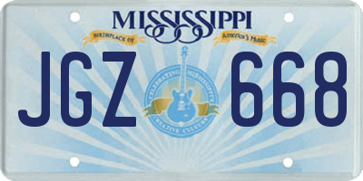 MS license plate JGZ668