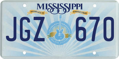 MS license plate JGZ670
