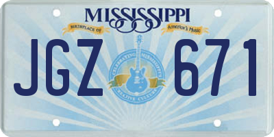 MS license plate JGZ671